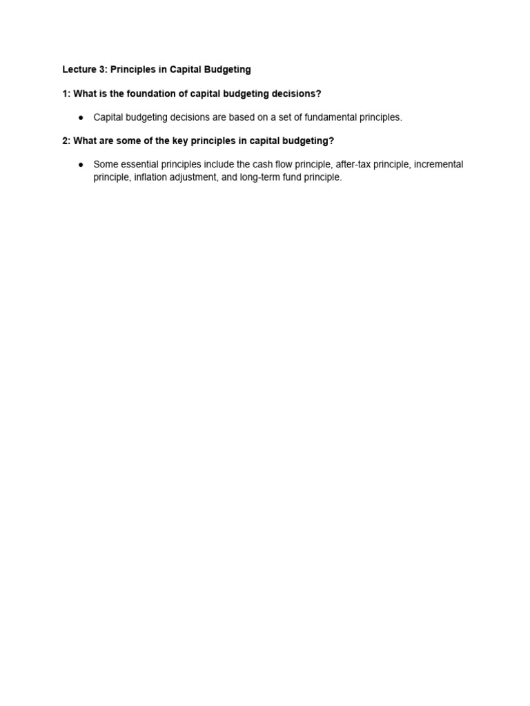 Key Principles of Capital Budgeting | PDF