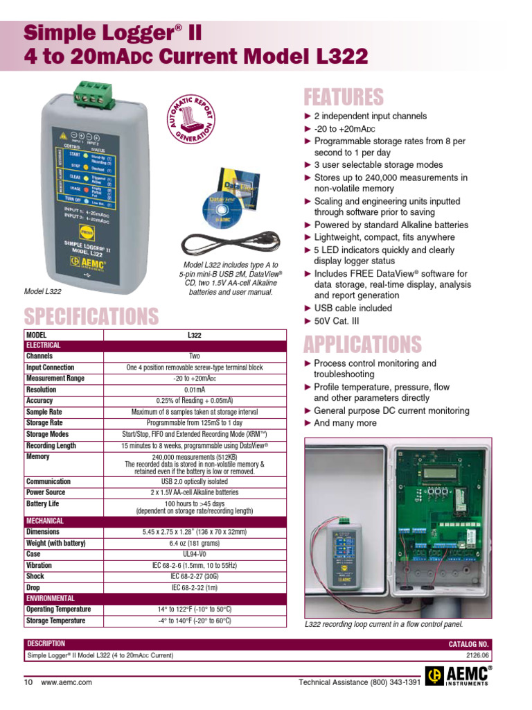 l322 DC Current Data Logger | PDF | Usb | Temperature