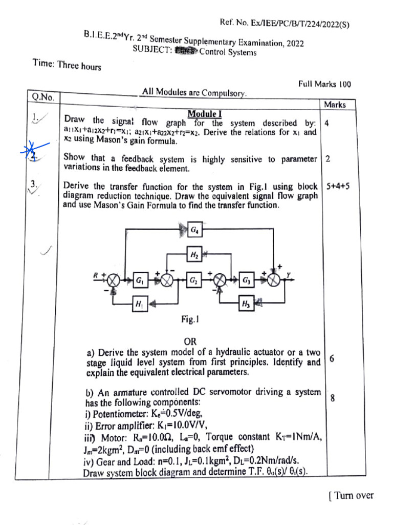 LCS Exam: Control Systems 2022 | PDF | Applied Mathematics | Electrical ...