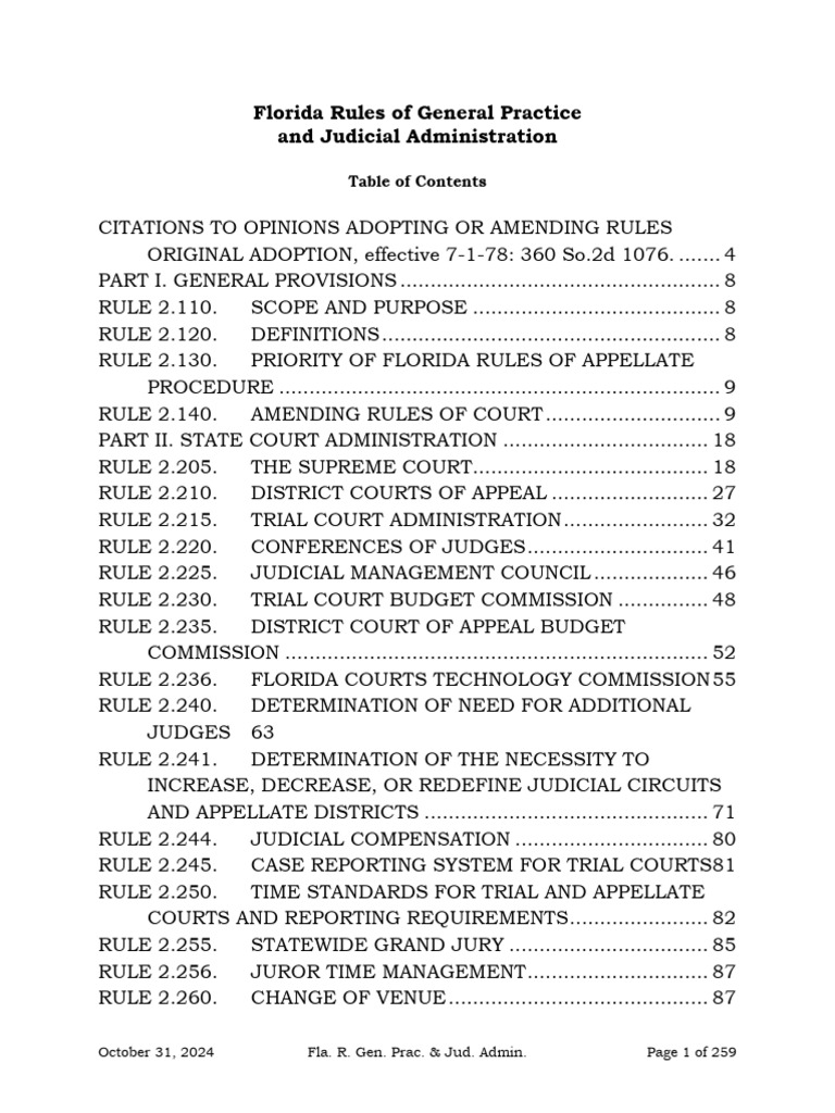 Florida Judicial Administration Rules | PDF | Supreme Court Of The ...