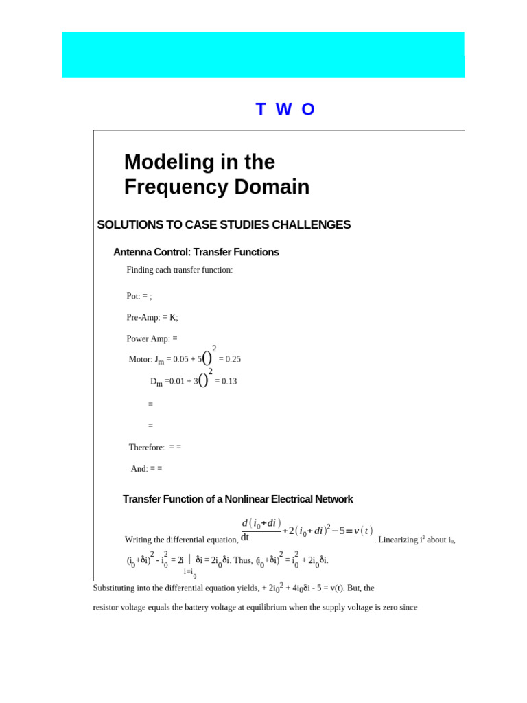 Frequency Domain Modeling Solutions | PDF | Electrical Network | Series ...