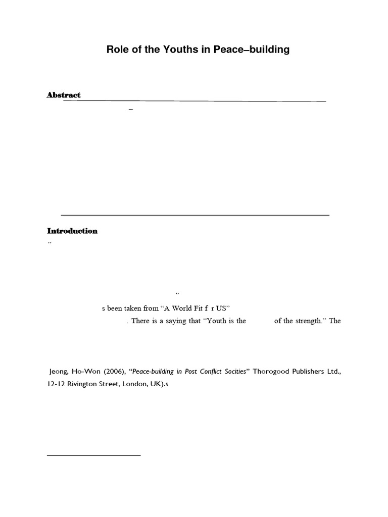 Youth's Role in Global Peace-Building | PDF | Peacebuilding | Peace
