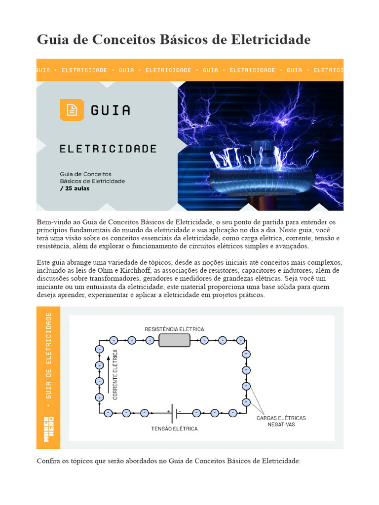 Guia Completo de Conceitos de Eletricidade | PDF | Circuitos em série e ...
