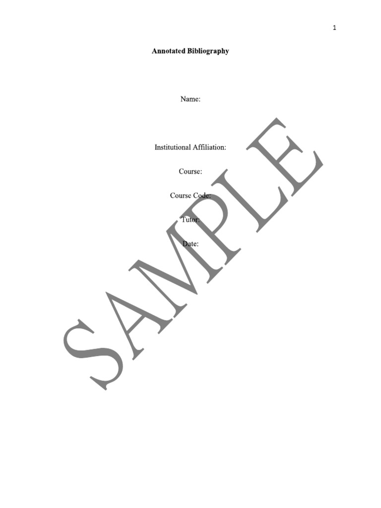 Annotated Bibliography | PDF