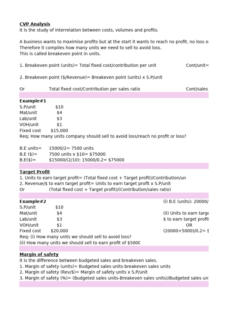 CVP Analysis: Breakeven & Profit Targets | PDF | Production And ...