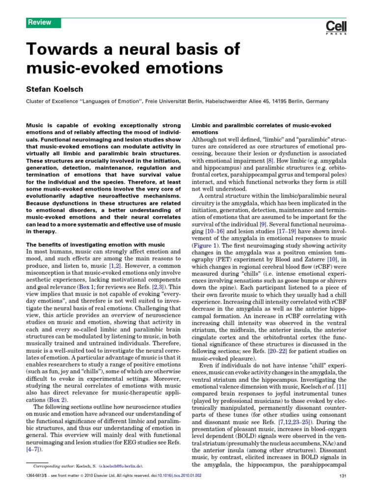 Towards A Neural Basis of Music-Evoked Emotions | PDF | Hippocampus ...