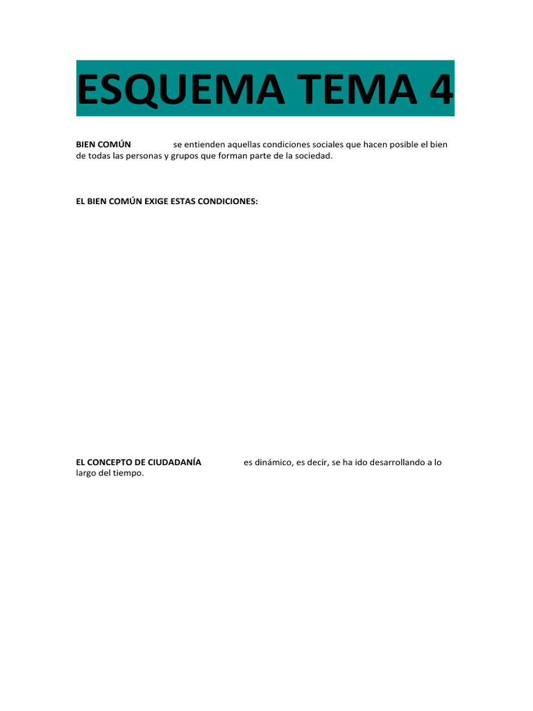 Esquema Tema 4 | PDF | Bien común | Democracia