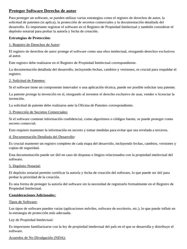 Proteger Software Derecho de Autor | PDF | Propiedad intelectual | Patentar