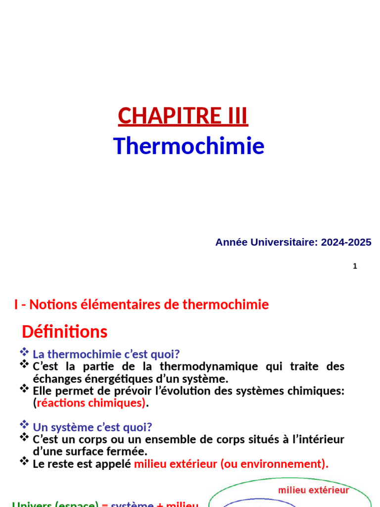 Notions de base en thermochimie | PDF | Entropie | Enthalpie de ...