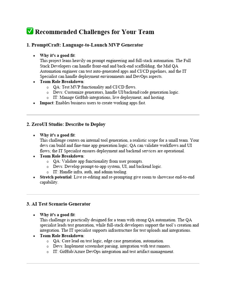 Recommended Challenges For Your Team | PDF | Computing | Information ...