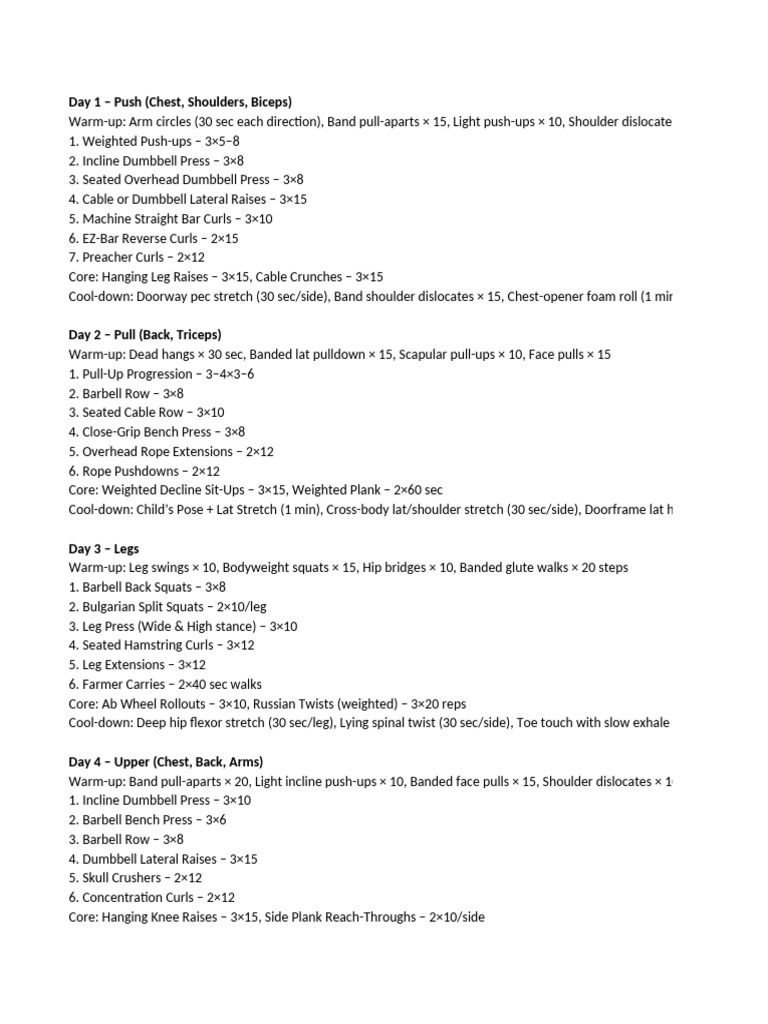 5-Day Full Body Workout Plan | PDF | Anatomical Terms Of Motion ...