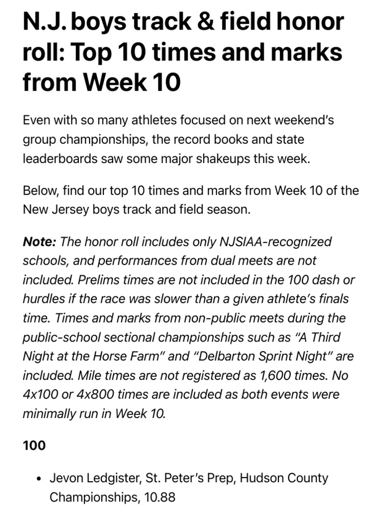 Paramus Catholic Track Honor Roll | PDF | Schools