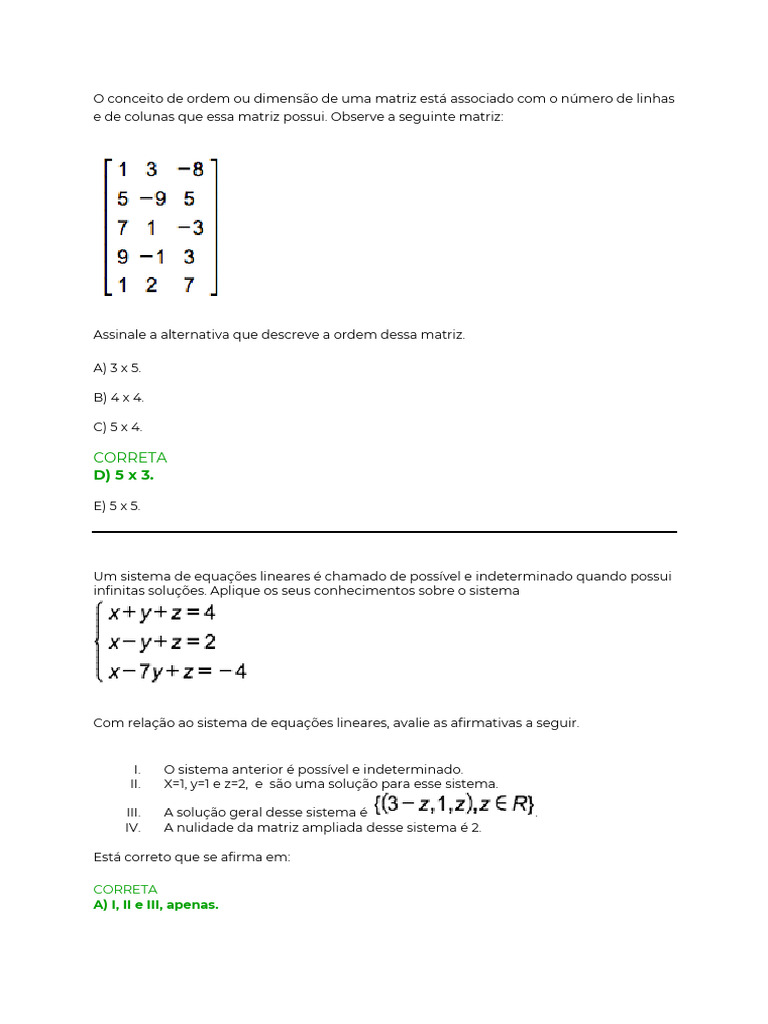 Prova GA Univesp | PDF | Determinante | Matriz (Matemática)