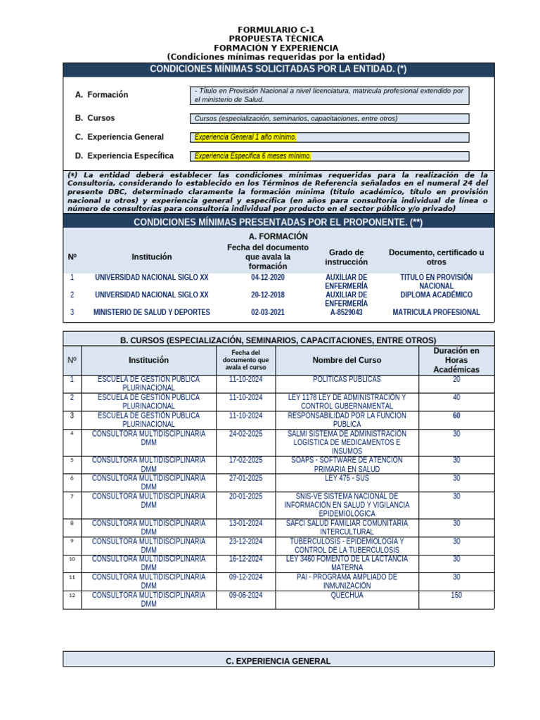 Requisitos del Formulario C-01 | PDF | Enfermería