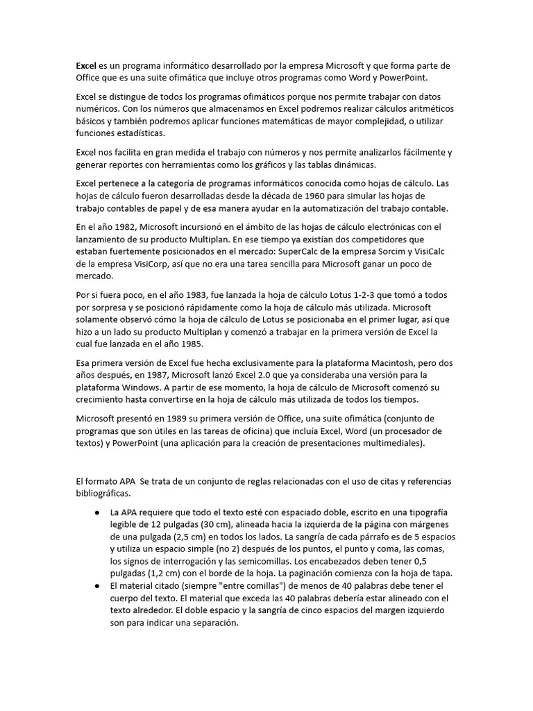 Normas APA en Excel | PDF | Microsoft Excel | Microsoft Office