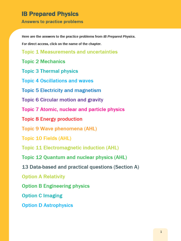 IB Physics Practice Problem Solutions | PDF | Force | Photon