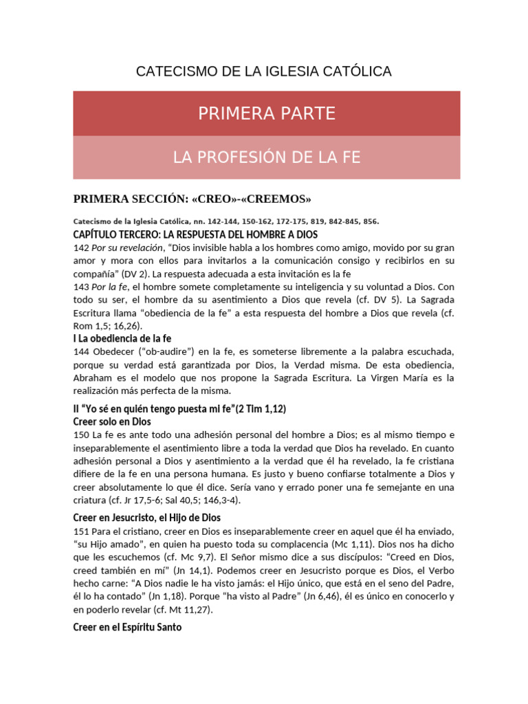 Catecismo de La Iglesia Católica - Fe | PDF | Fe | Gracia divina