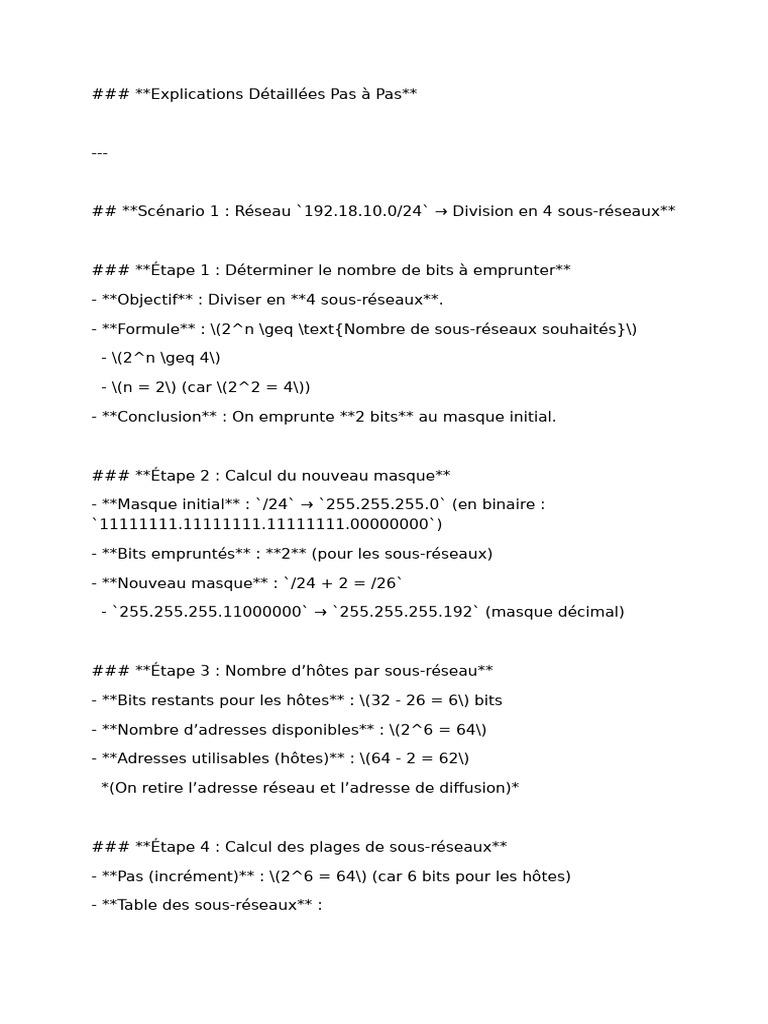 Sous-réseaux : Guide de Calcul et Plages | PDF | Adresse IP ...