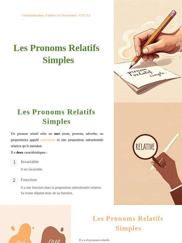 Pronoms Relatifs Simples en Français | PDF | Clause | Relations syntaxiques