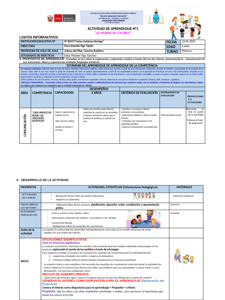 1 Actividad para El 13 DE MAYO 2025 | PDF | Aprendizaje | Color