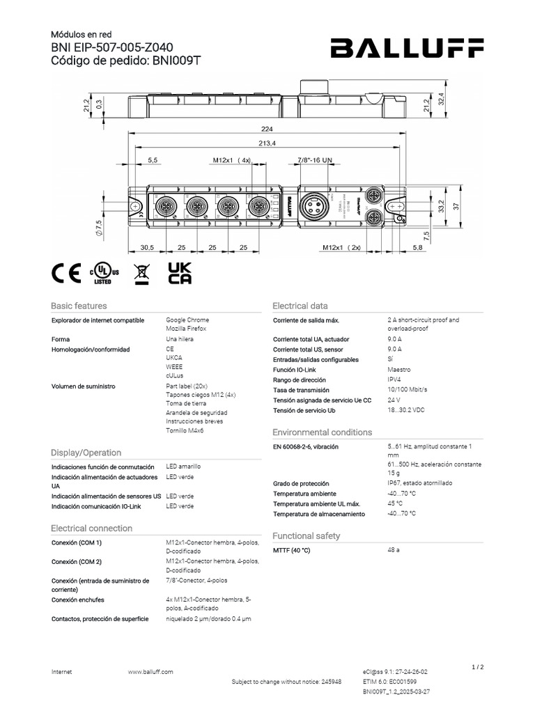 Módulo de red BNI009T de Balluff | PDF | Informática | Equipo