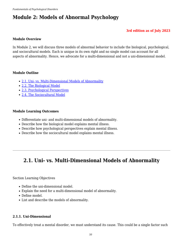 Fundamentals of Psychological Disorders - Module 2 | PDF ...