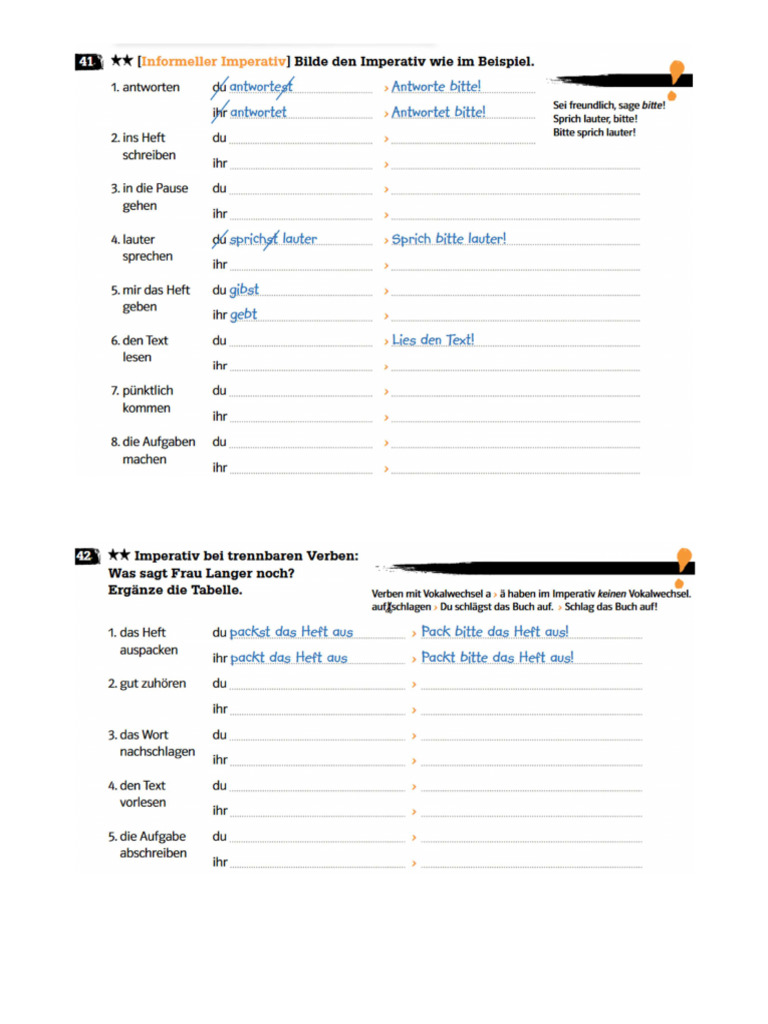 Übungsbuch Imperativ | PDF