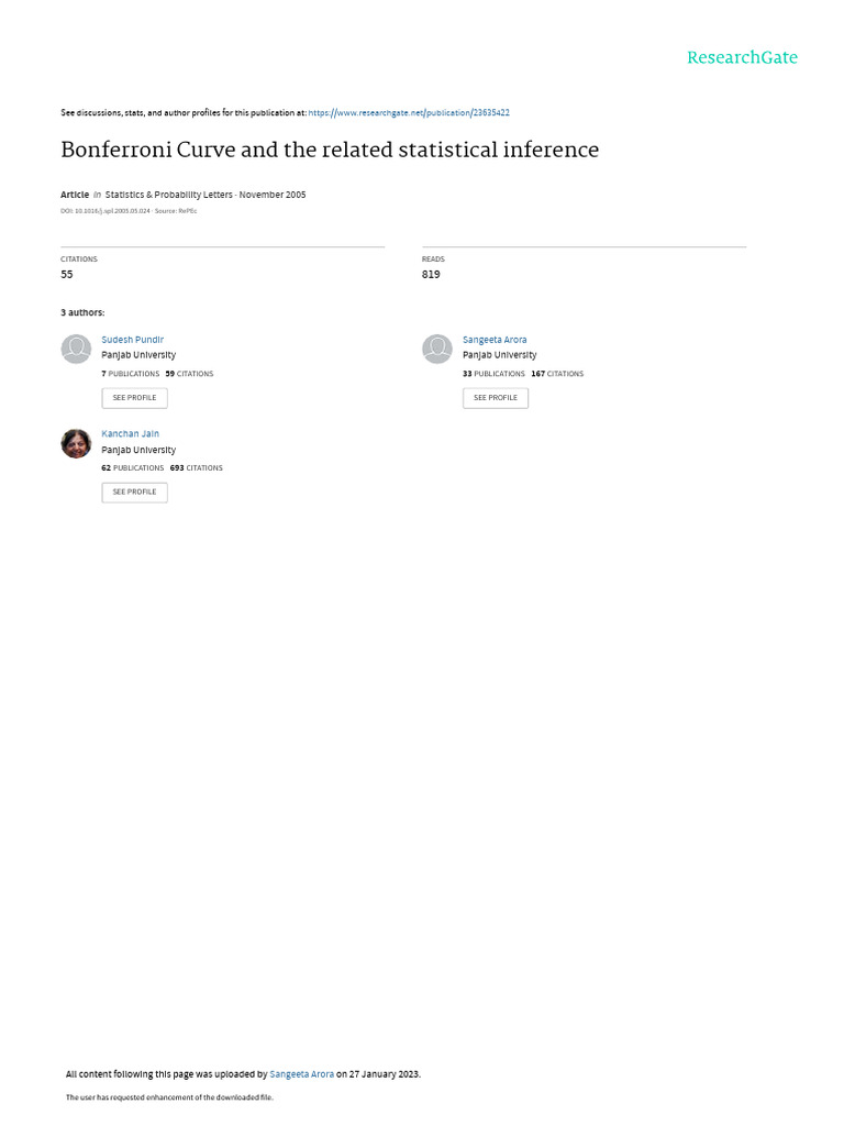 Bonferroni Curve Statistical Inference | PDF | Variance | Gini Coefficient