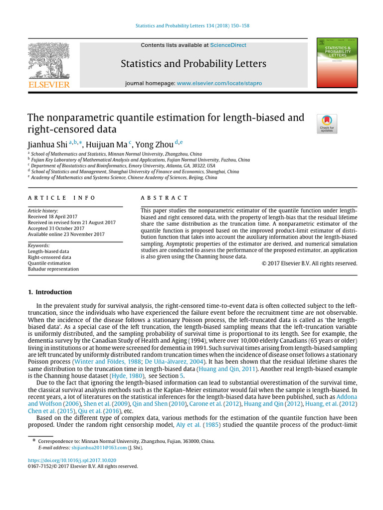 Nonparametric Quantile Estimation for Length-Biased Data | PDF ...