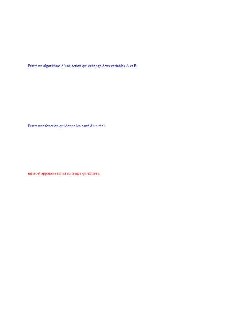 Exercices d'algorithmes en programmation | PDF | Algorithmes et ...