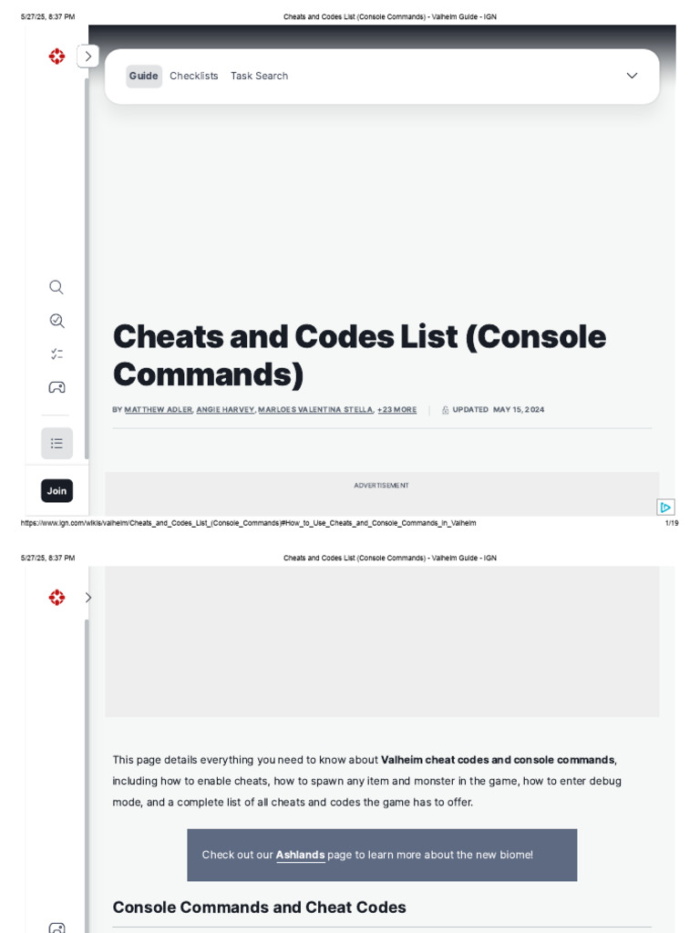 Cheats and Codes List (Console Commands) - Valheim Guide - IGN | PDF ...