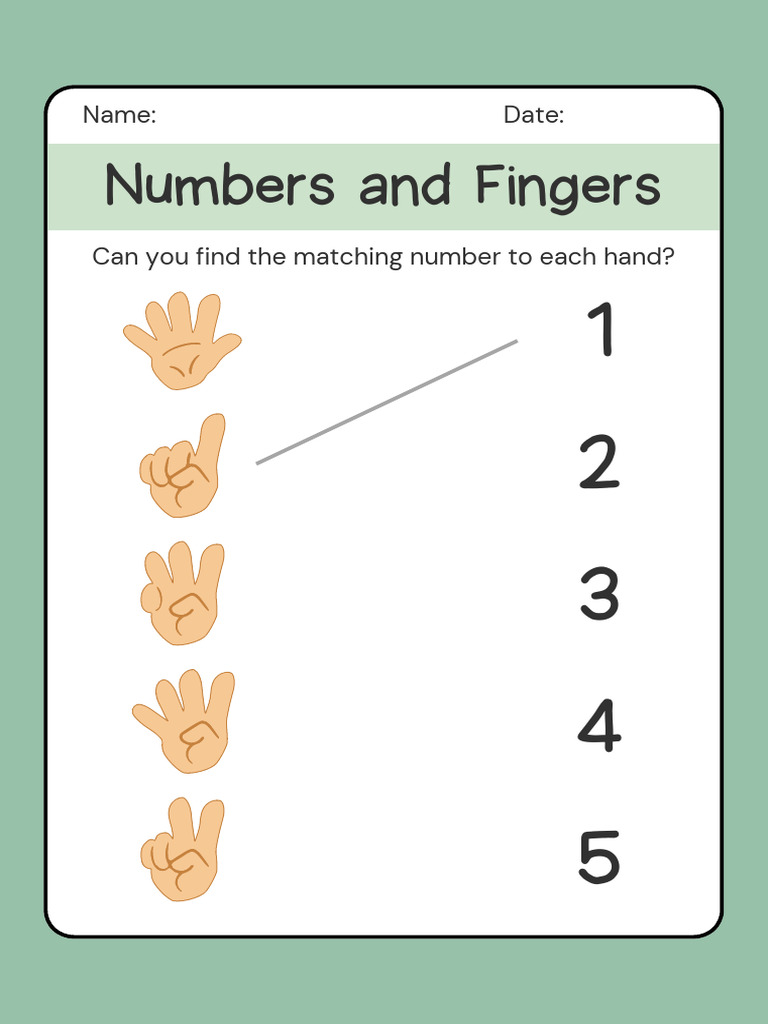 Match Numbers to Fingers Game | PDF