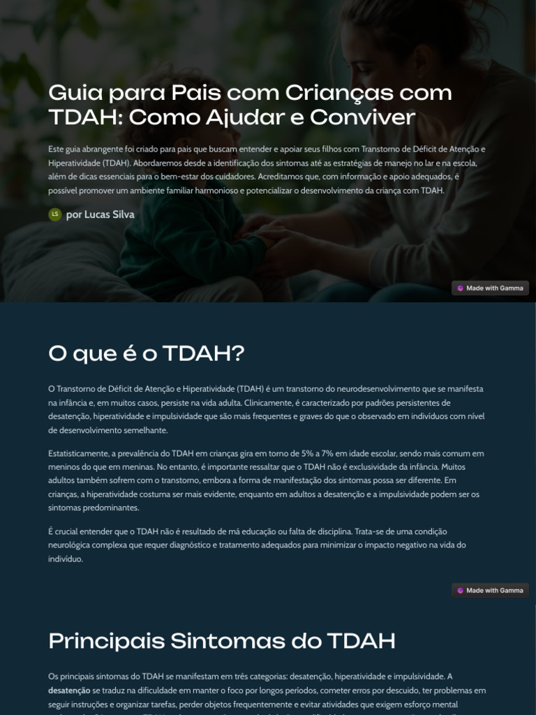 Entendendo o TDAH: Guia para Pais | PDF | Transtorno de déficit de ...