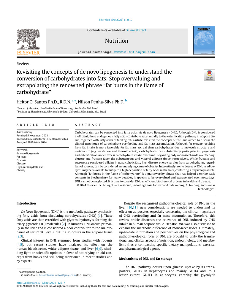 Revisiting The Concepts of de Novo Lipogenesis To Understand The ...