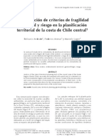 Incorporacion de Criterios de Fragilidad Ambiental y Riesgo en La Planificacion Territorial de La Costa de Chile Central