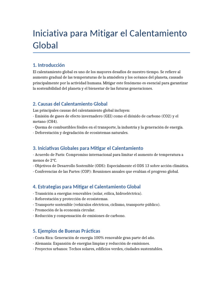 Estrategias para Mitigar el Calentamiento Global | PDF