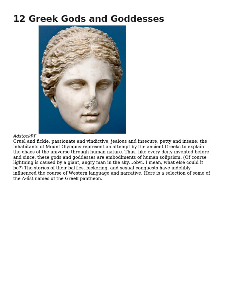 Greek Gods and Goddesses Overview | PDF | Dionysus | Hades