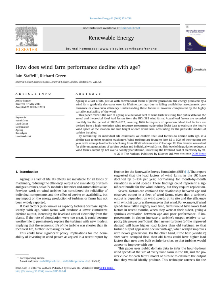 Wind Farm Ageing and Performance Decline | PDF | Wind Power | Wind Farm