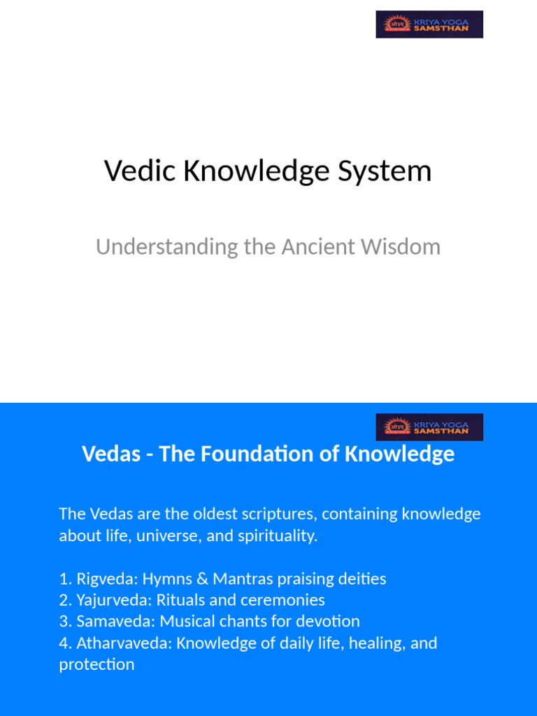 Vedic Knowledge System Overview | PDF | Vedas | Religious Philosophical ...