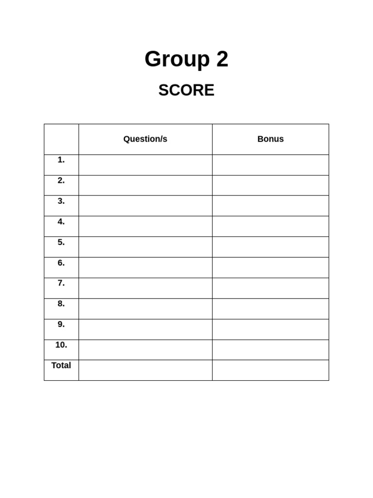 Score Sheet | PDF
