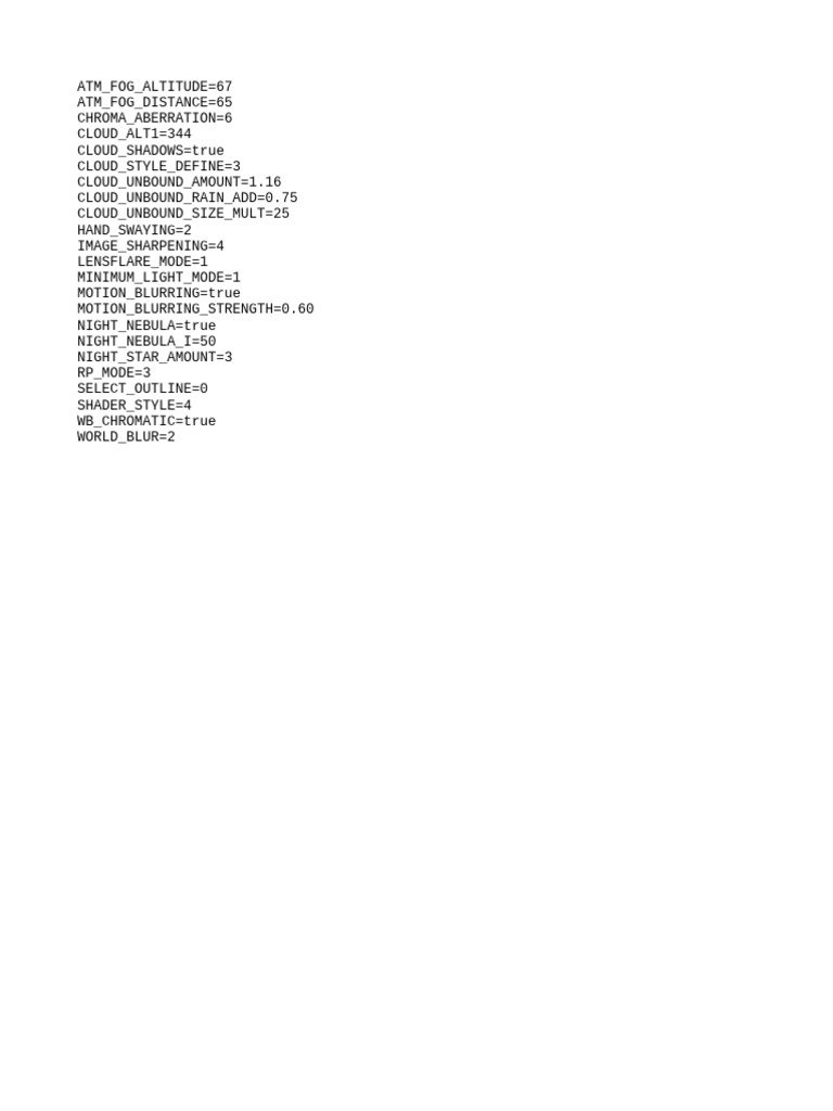 Visual Effects Settings Configuration | PDF