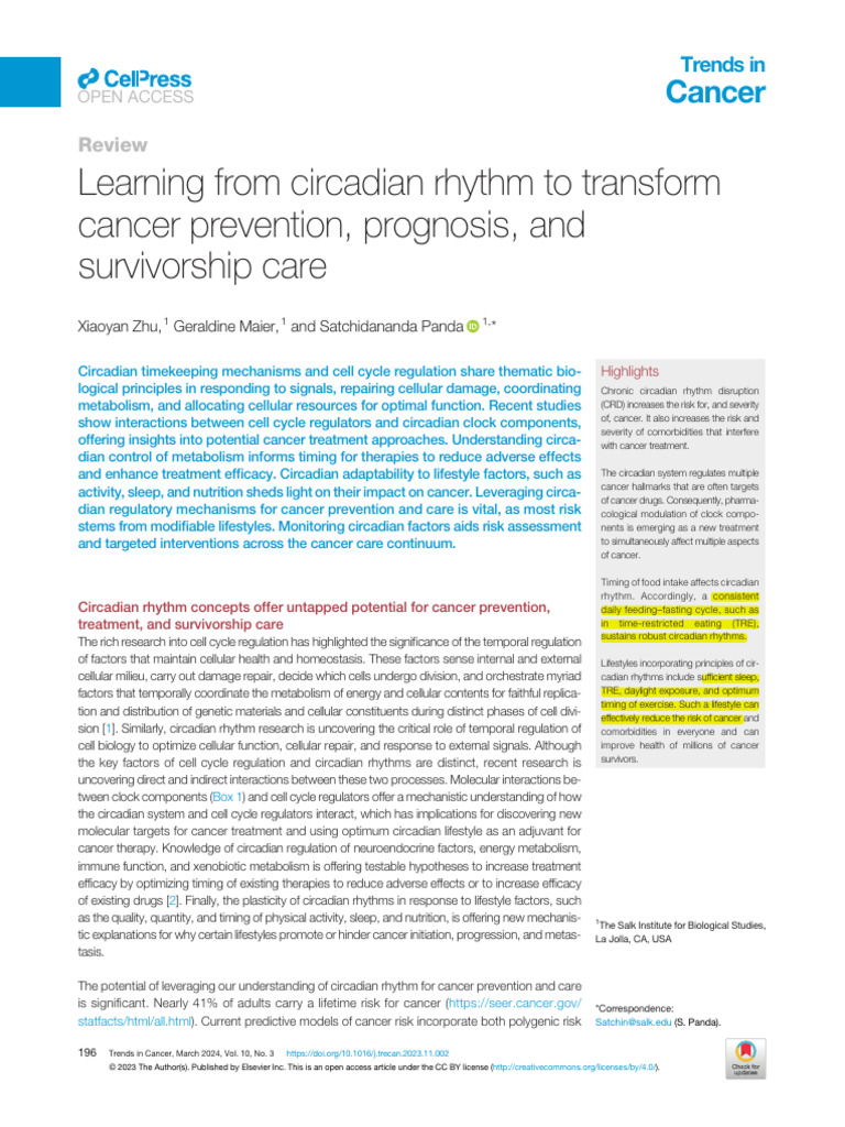 Cell - Circadian Rhythm To Transform Cancer | PDF | Clock | Circadian ...