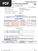 Rotation Chart - Kerala Public Service Commission, Government of Kerala ...
