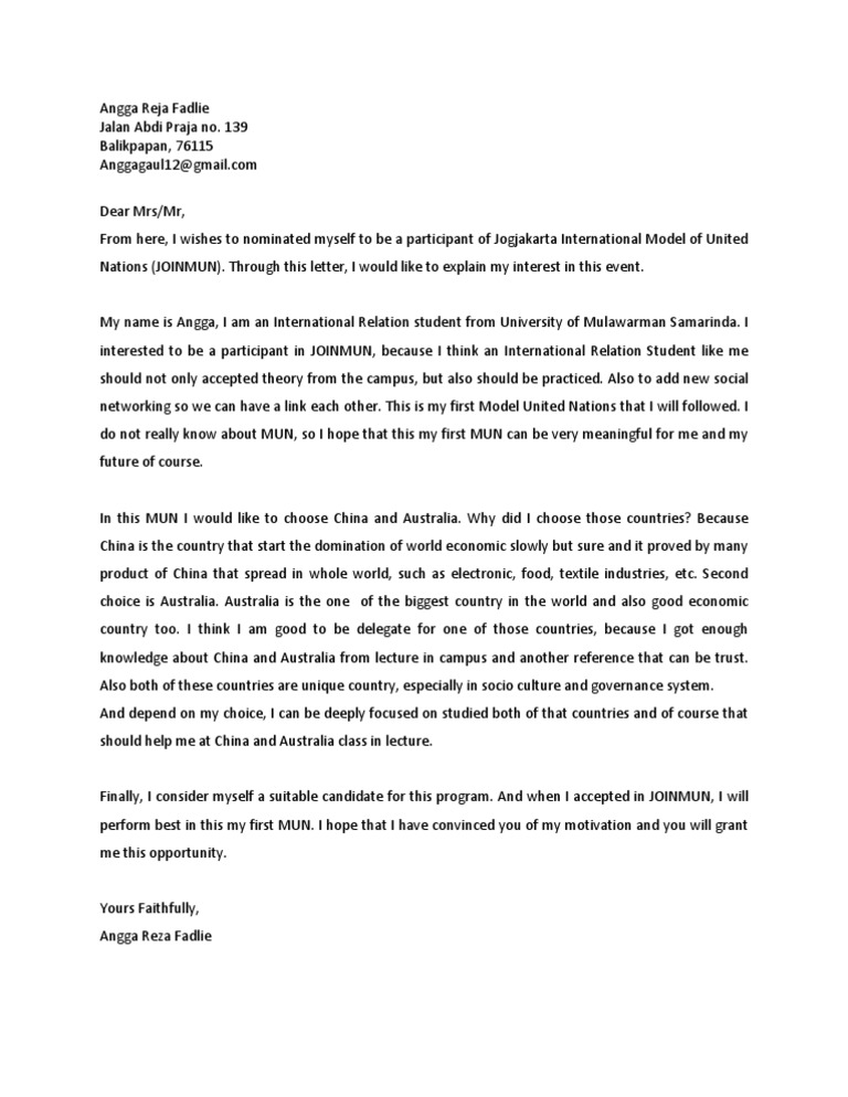 contoh letter lpdp motivation Letter Motivation ANGGA