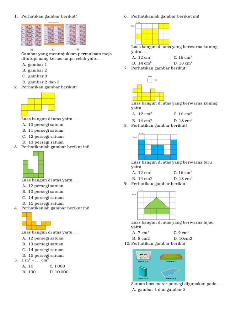 Soal Matematika Kelas 4: Luas dan Volume | PDF