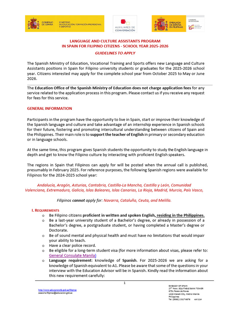 Language Assistants Program 2025-2026 | PDF | Spain | Teachers