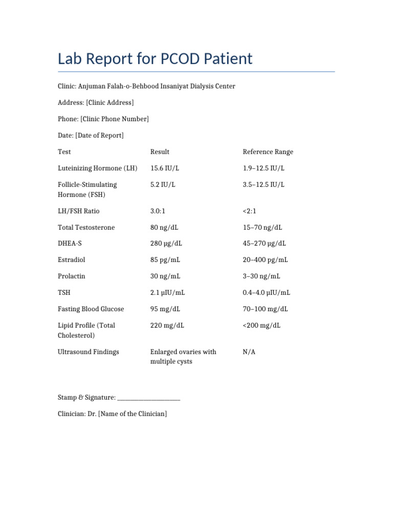 PCOD Test Report Summary | PDF