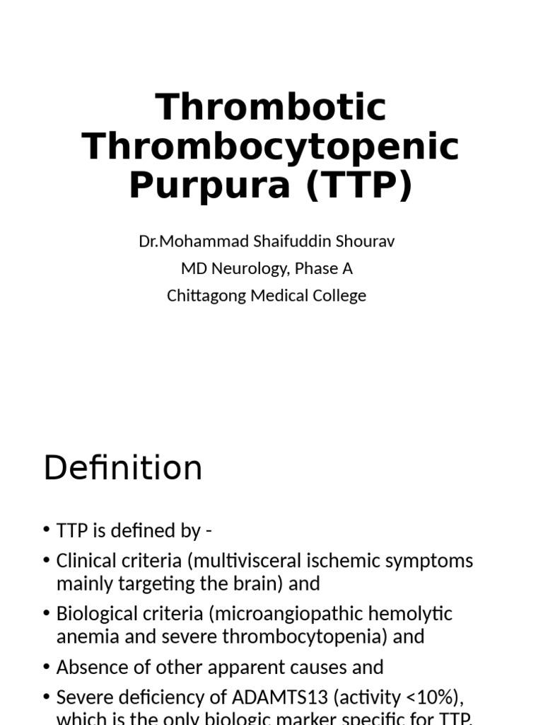 Thrombotic Thrombocytopenic Purpura | PDF | Human Diseases And ...