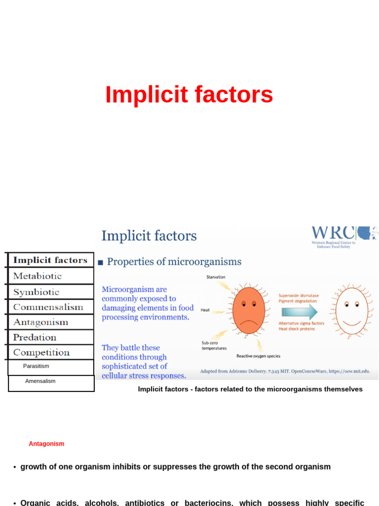 Implicit Factors in Food Microbiology | PDF | Microorganism | Symbiosis