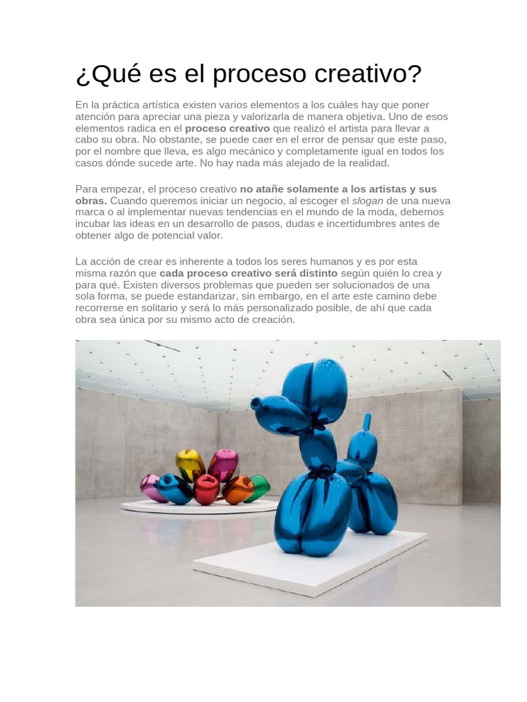 Etapas del Proceso Creativo en Arte | PDF | Creatividad | Pensamiento